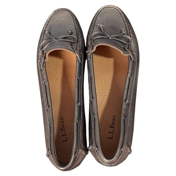 L.L. Bean Women’s Leather Driving Moccasin Loafers Metallic gold tone Size 10 M - Picture 4 of 6